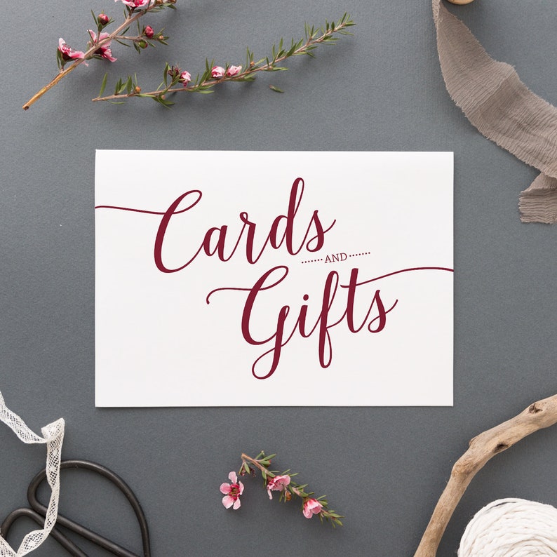 Gift Table Sign Wedding Cards Sign Burgundy Burgundy Wedding Signs Printable Cards and Gifts Sign