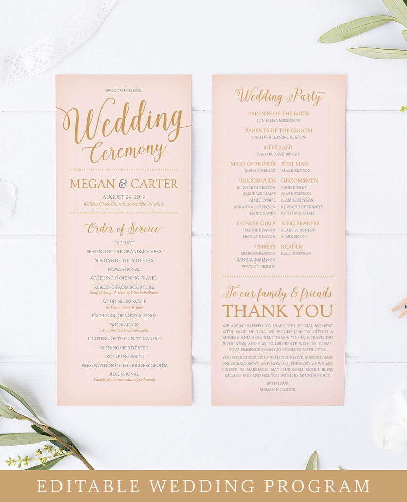 Printable Wedding Program Paper Beloved Blog