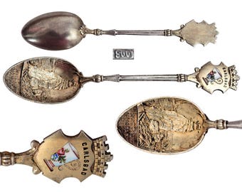 Antique Gilt Silver & Enamel Carlsbad Souvenir Spoon.