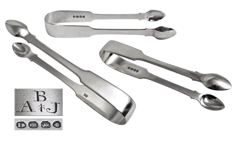1826 Sterling Silver Jonathan Hayne Sugar Tongs.