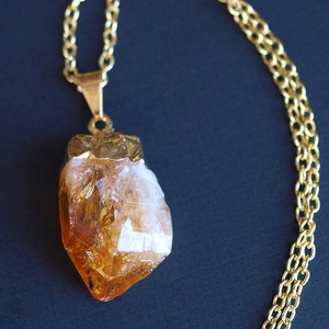 Gold Raw Citrine Crystal Statement Necklace image 2