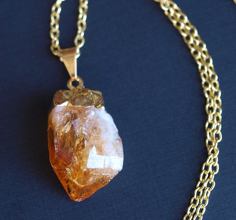 Gold Raw Citrine Crystal Statement Necklace image 2