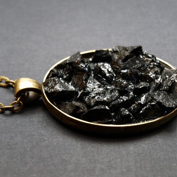 Black Tourmaline Necklace, Raw Black Tourmaline Necklace