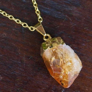 Gold Raw Citrine Crystal Statement Necklace image 3