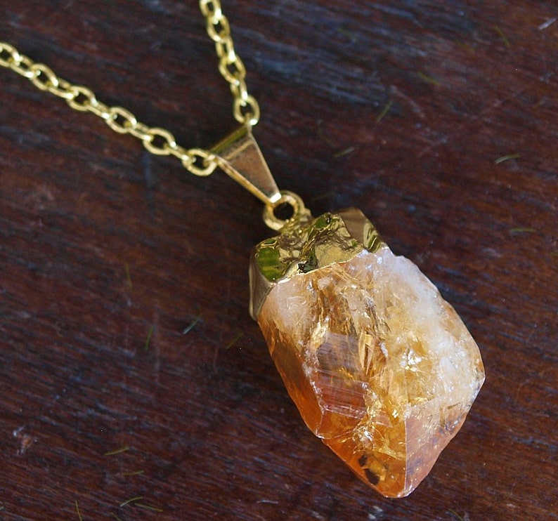 Gold Raw Citrine Crystal Statement Necklace image 3