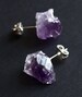 Raw Amethyst Earrings, Raw Stud Earrings 