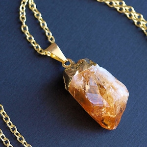 Gold Raw Citrine Crystal Statement Necklace image 1