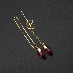 Pink Tourmaline Tiny Point Threader Earrings, Pink Tourmaline Crystal Threaders image 2