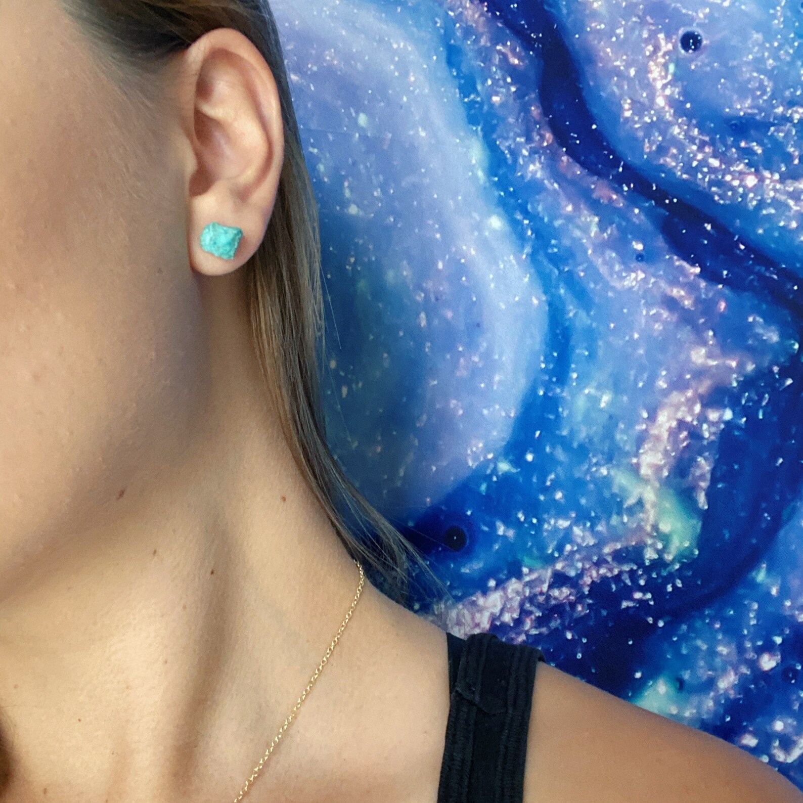 Raw Chrysocolla Chunk Earrings Rock Stud Earrings Crystal Etsy