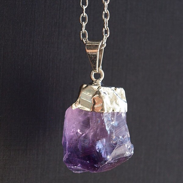 Raw Amethyst Crystal Statement Necklace