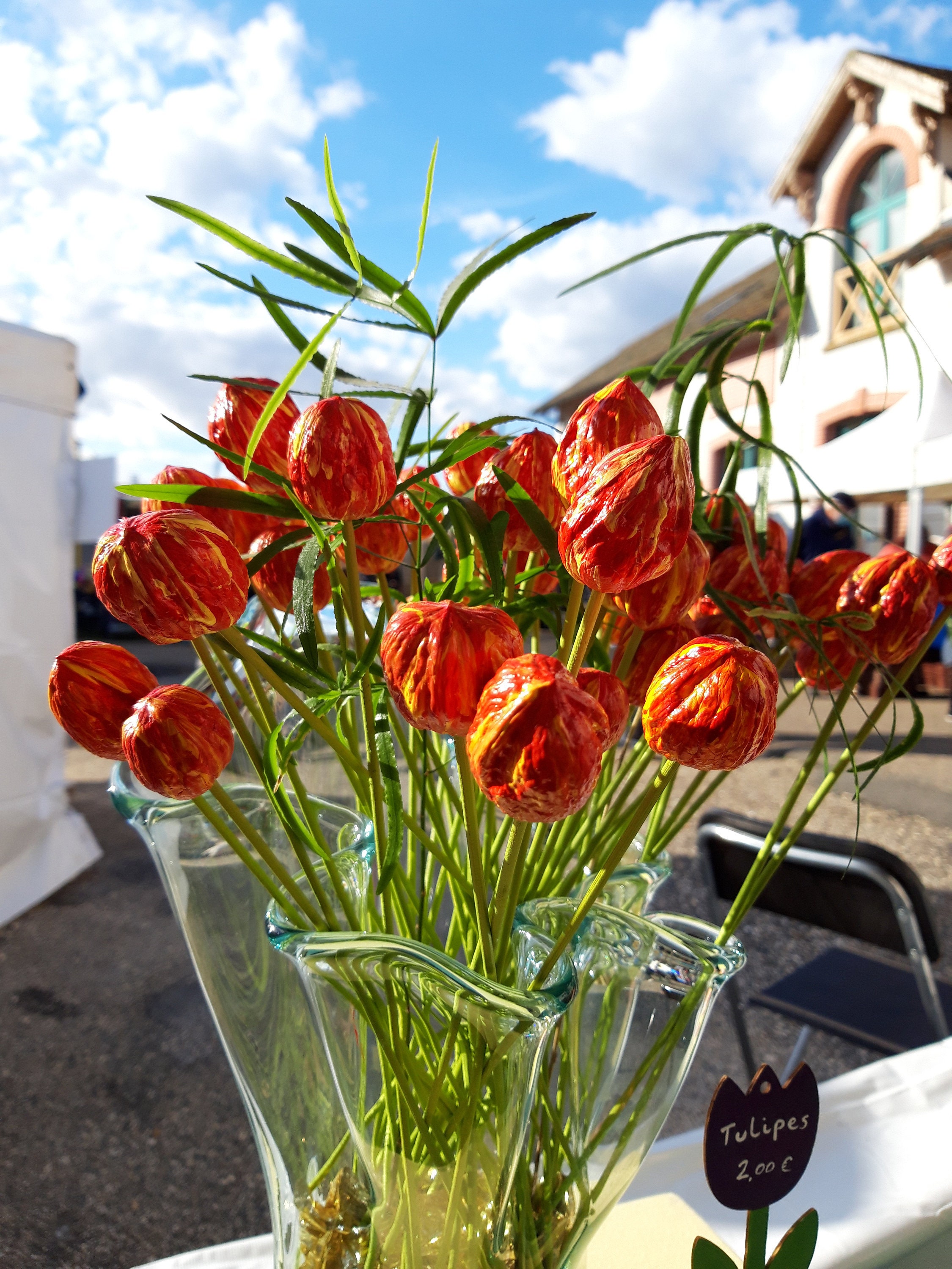 Bouquet de 10 Tulipes Panaché Orange