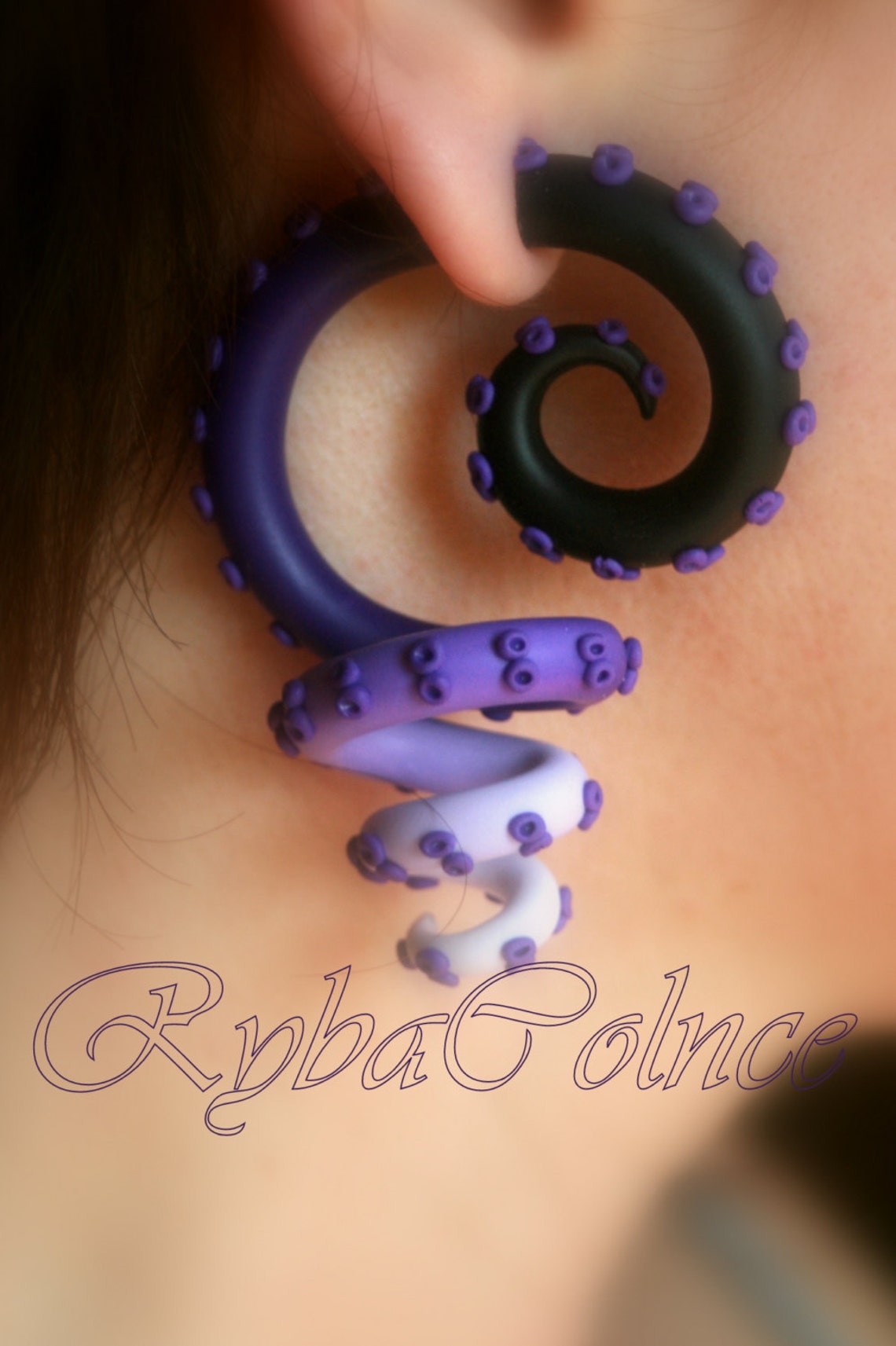 Fake ear tentacle gauge Faux gauge/Gauge earrings/Tentacle Etsy