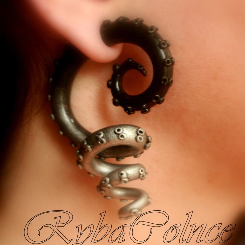 Fake ear tentacle gauge Faux gauge/Gauge earrings/Tentacle Etsy