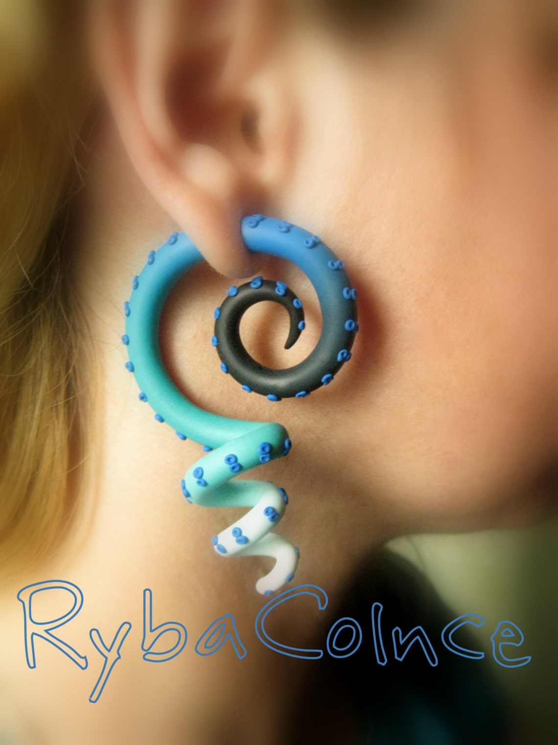 Fake ear tentacle gauges Faux gauge / Gauge earrings Etsy