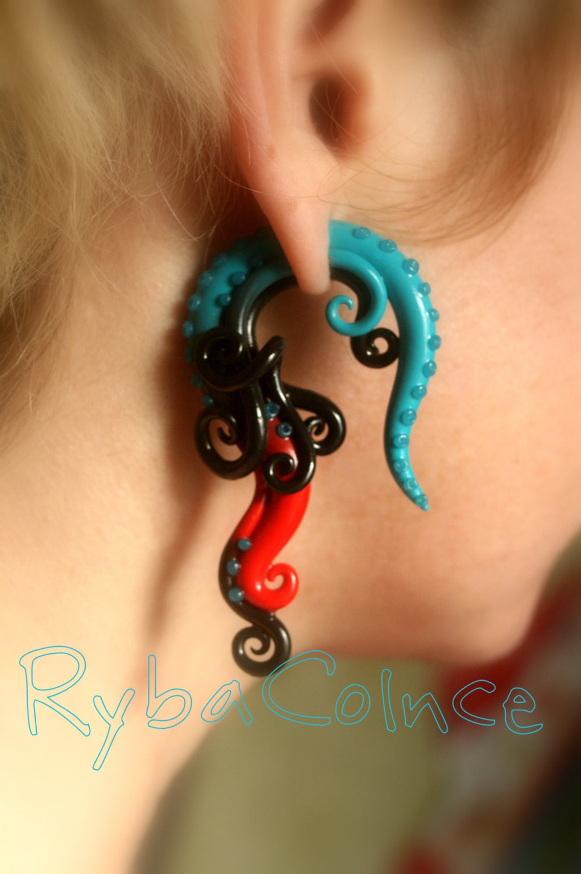 Fake ear tentacle gauge Faux gauge/Gauge earrings/Tentacle Etsy
