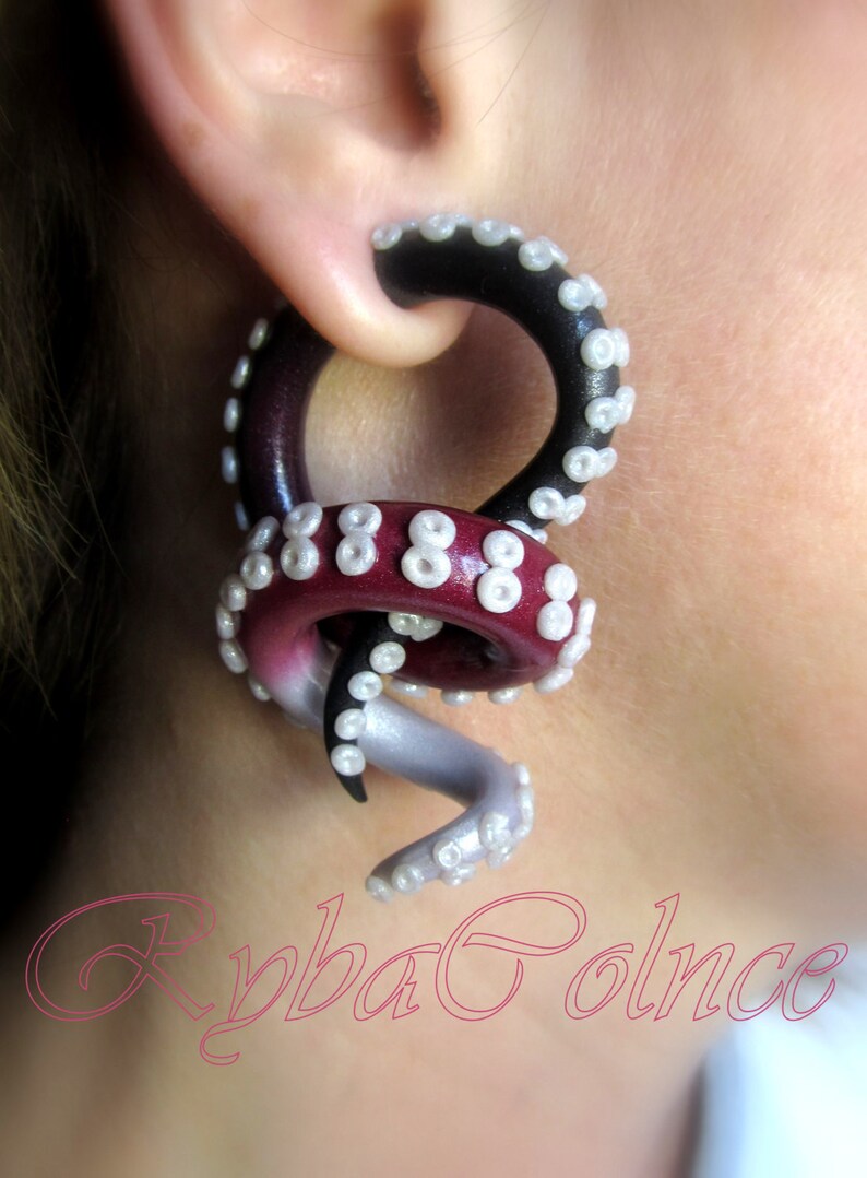 Fake ear tentacle gauge Faux gauge/Gauge earrings/Tentacle Etsy