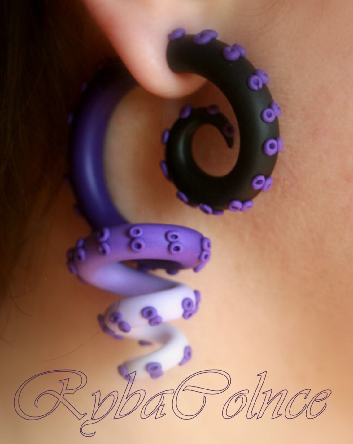 Fake ear tentacle gauge Faux gauge/Gauge earrings/Tentacle Etsy