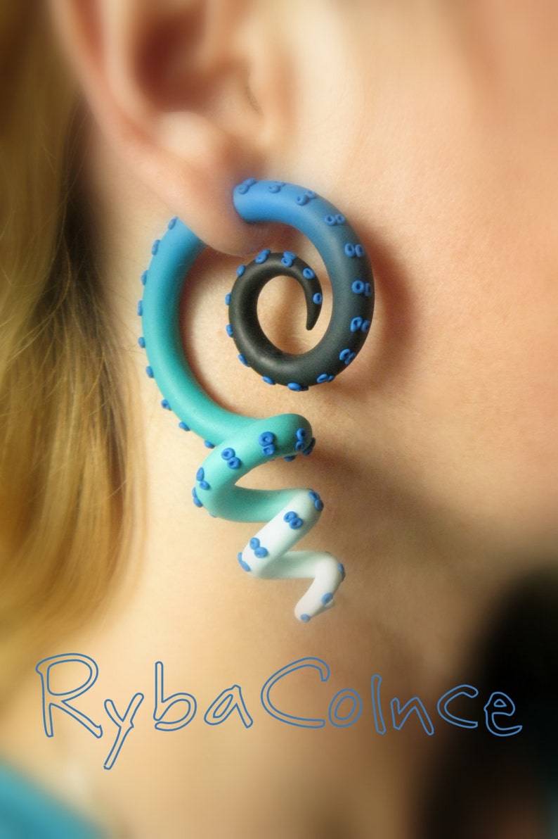 Fake ear tentacle gauges Faux gauge / Gauge earrings Etsy