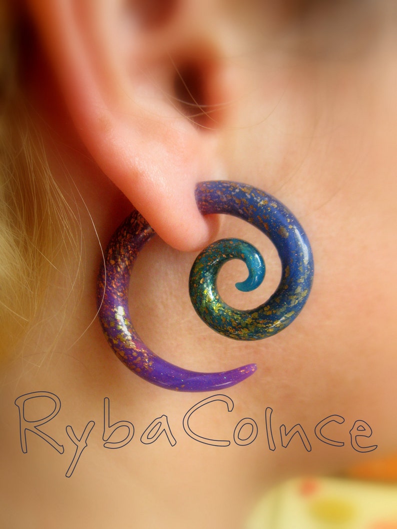 Fake ear gauges Space Etsy