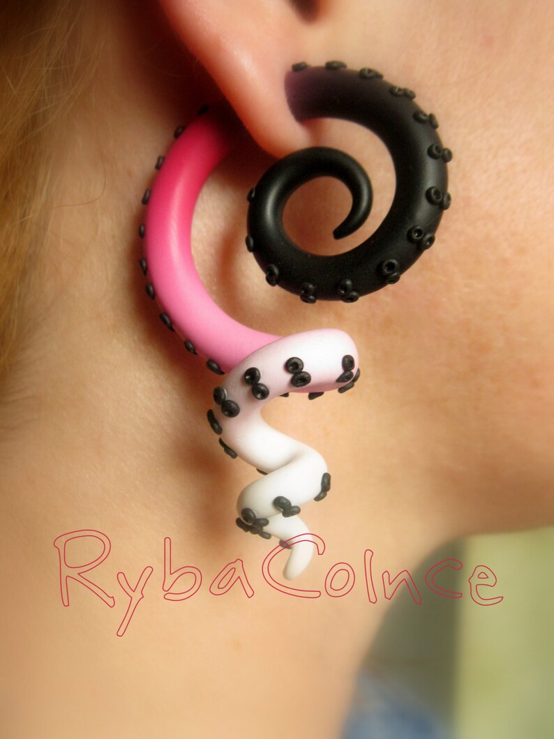 Fake ear tentacle gauge Faux gauge/Gauge earrings/Tentacle Etsy