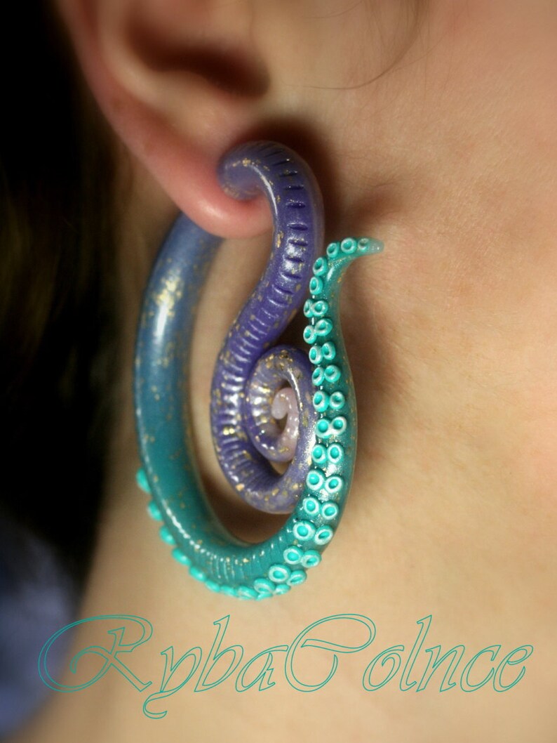 Fake ear tentacle gauge Faux gauge/Gauge earrings/Tentacle Etsy