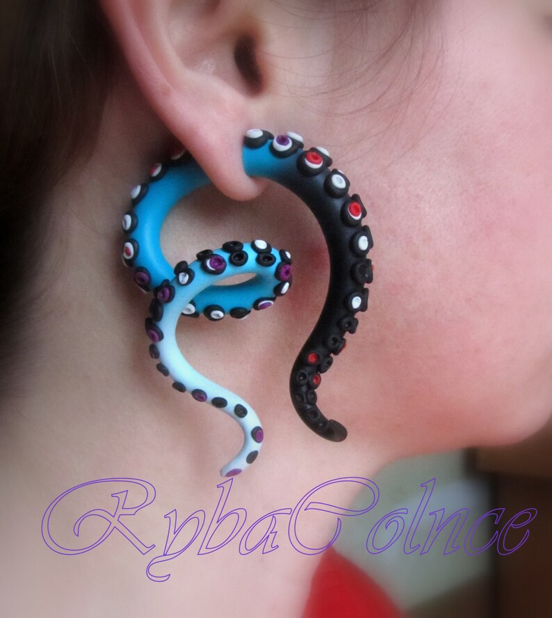 Fake gauge tentacle earrings Clearance