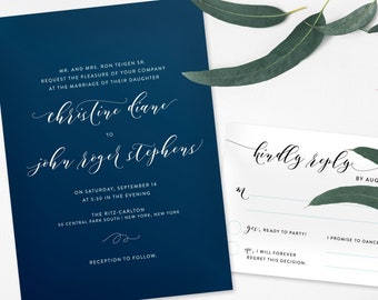 Invitation and RSVP for Event • Customizable • Elegant • Calligraphy