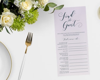 Printable Bridal or Baby Shower Game, Find The Guest Icebreaker
