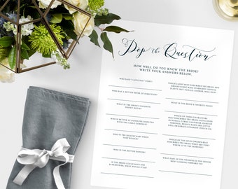 Printable Bridal Shower Game, How Well Do You Know the Bride