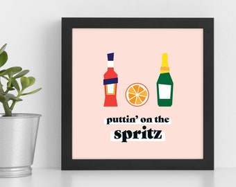 Framed Print Aperol Spritz • Retro • Bar Art Decoration