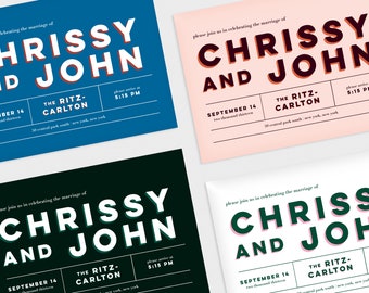 Invitation and RSVP • Wedding Invitation • Customizable • Art Deco Style