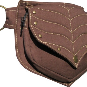 Leafy Festival Pocket Belt, Brown Cotton Waist Bag, Utility Belt, Pixie Style!