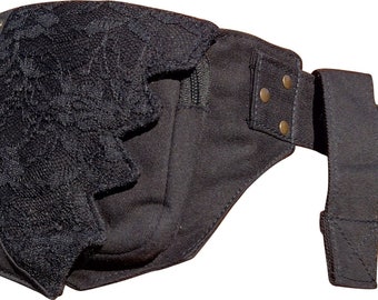 Cinto utilitário preto com bolsos, pochete de algodão para festivais, comerciantes, passeadores de cães e pessoas sem bolsos.