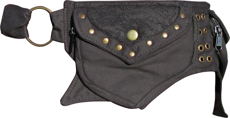 Festival Cotton Pocket Belt, Utility Belt, Money Belt, Bum Bag with lace detail. image 2