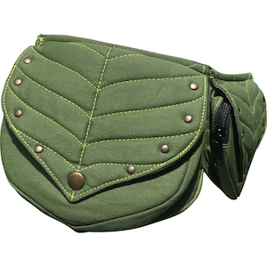 Leafy Green Festival Pocket Belt, Cotton Waist Bag, Utility Belt, Pixie Style!