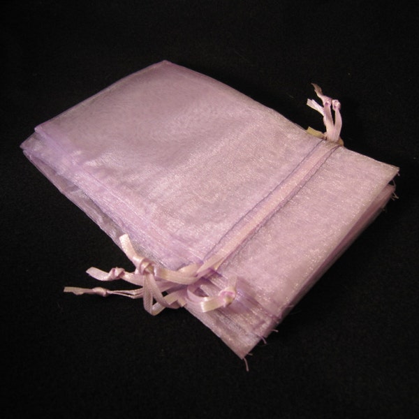 Organza Gift Bag - Lavender 5x7" - satin ribbon (QTY 10)