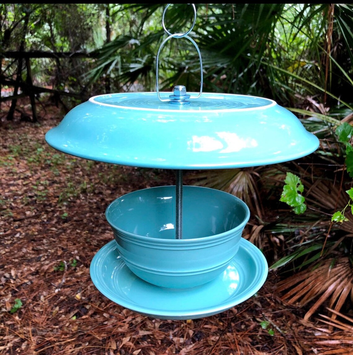 Unique bird feeder using a salad plate bowl and dinner plate Etsy