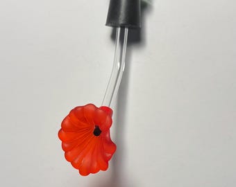 Hummingbird Feeder glass tube / stopper with your choice of color flower ~ size 3