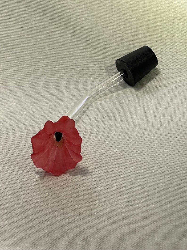 Hummingbird Feeder Glass Tube / Stopper With Red Flower Etsy