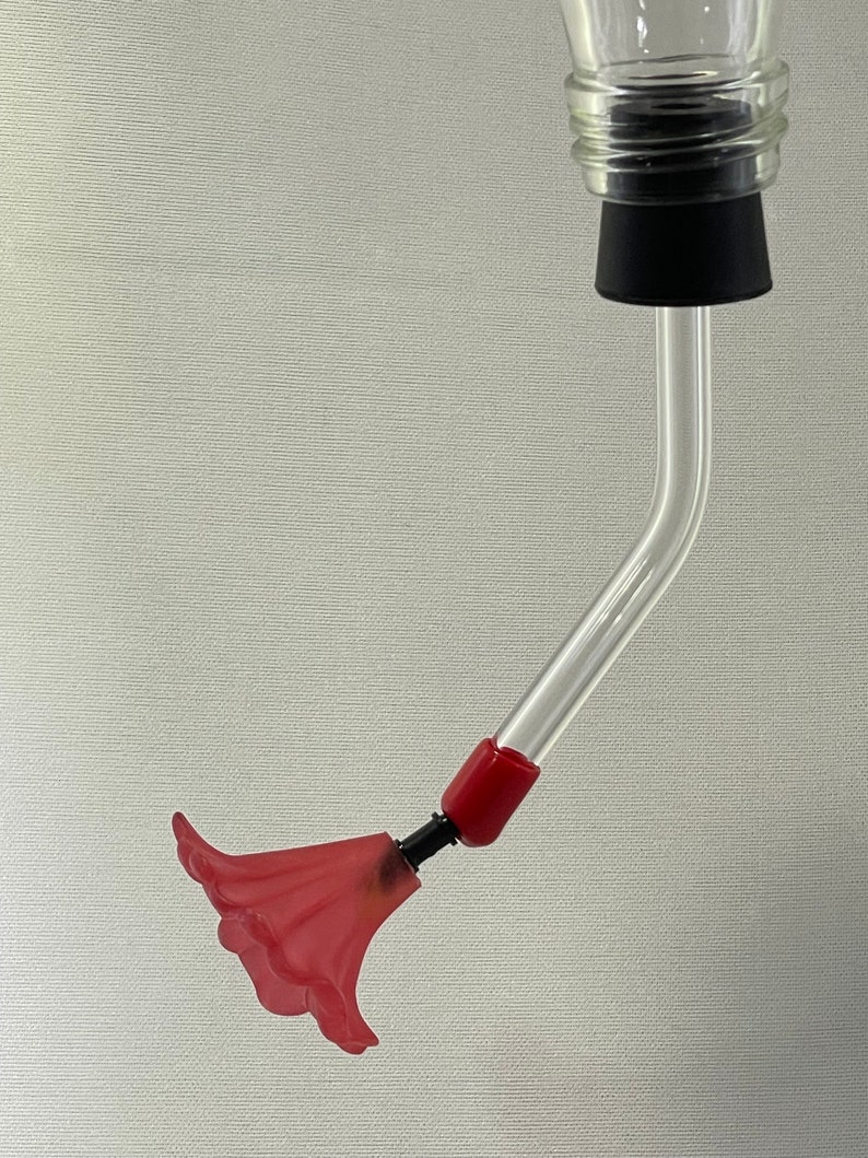Hummingbird Feeder Glass Tube / Stopper With Red Flower Etsy