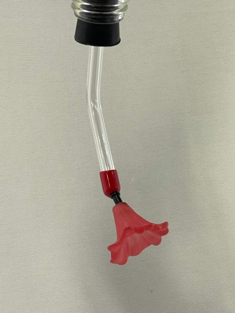 Hummingbird Feeder Glass Tube / Stopper With Red Flower Etsy