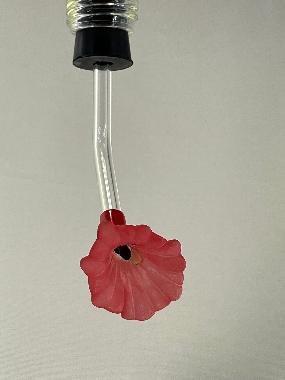Hummingbird Feeder Glass Tube / Stopper With Red Flower Etsy