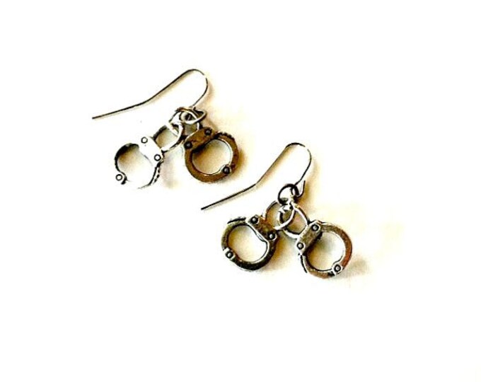 Handcuff Earrings silver dangling handcuff earrings Handmade Etsy