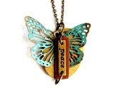 Butterfly Necklace Steampunk Peace Handmade Gift