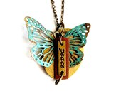 Butterfly Necklace Steampunk Peace Handmade Gift