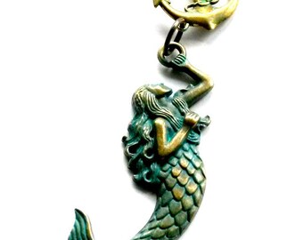Brass Mermaid Necklace Nautical Anchor Handmade Gift