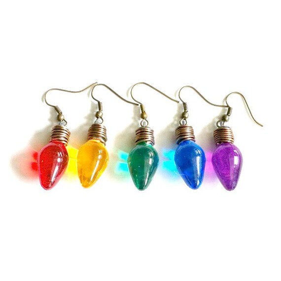 light up christmas bulb earrings