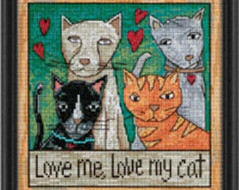 Cross Stitch Kit - Love Me Love My Cat