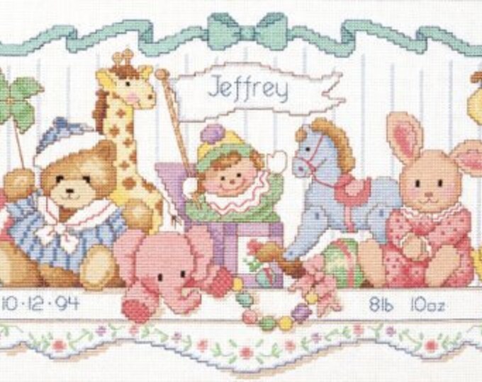 Cross Stitch Kit Toy Shelf Baby Birth Record Etsy
