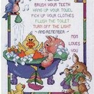 Cross Stitch Kit - Bathtime Rules